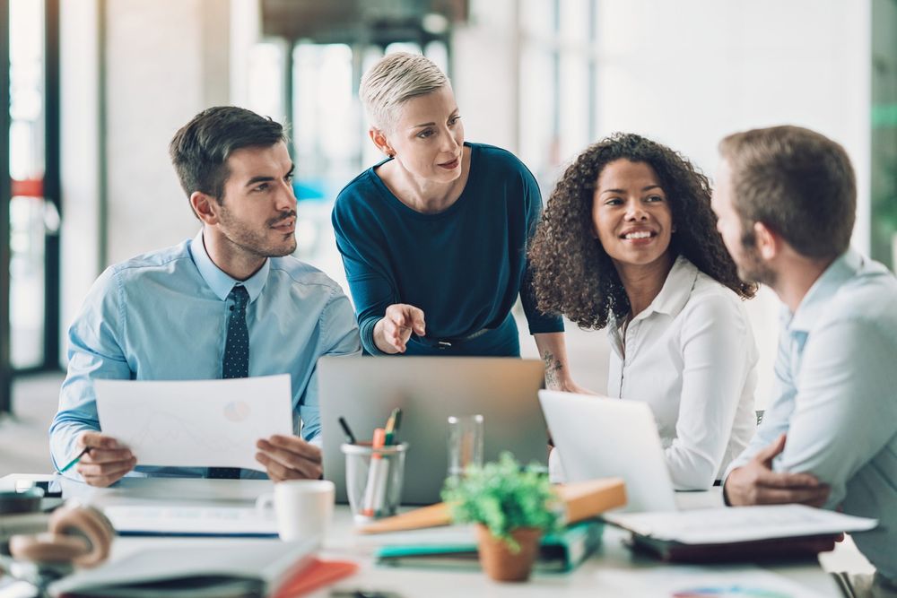 Diverse team having a conversation