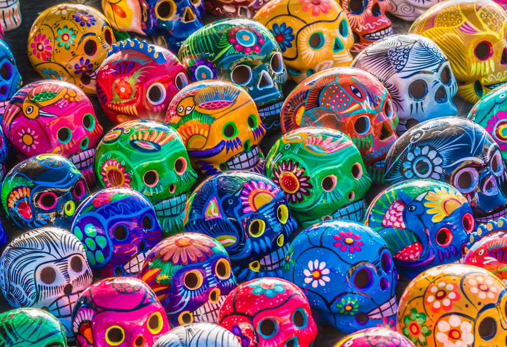 Dia De Los Muertos decorated skull art