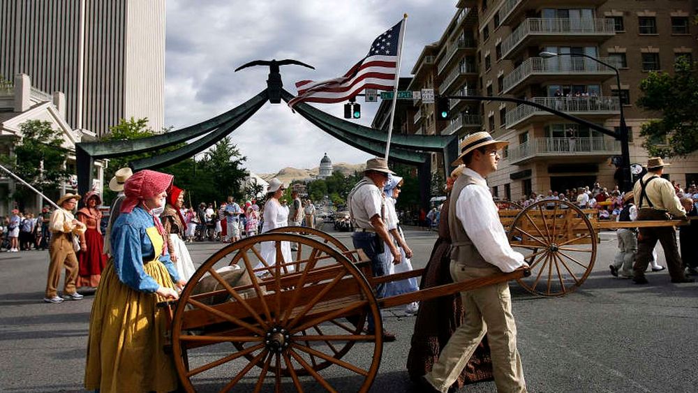 Sons of Utah Pioneers walk in the Days of ’47 Parade in Salt Lake City