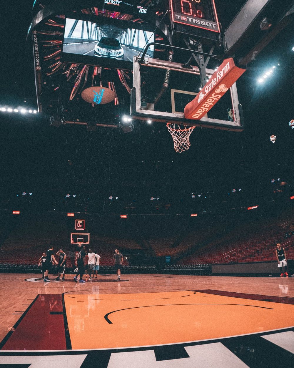 Image of half of a basketball court.