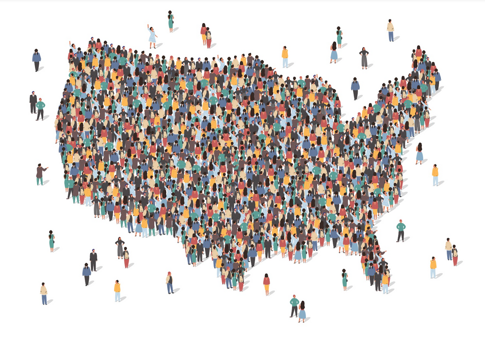 united states composed of people stock illustration