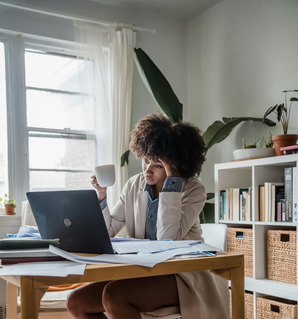 Burned out employee showing signs of chronic stress