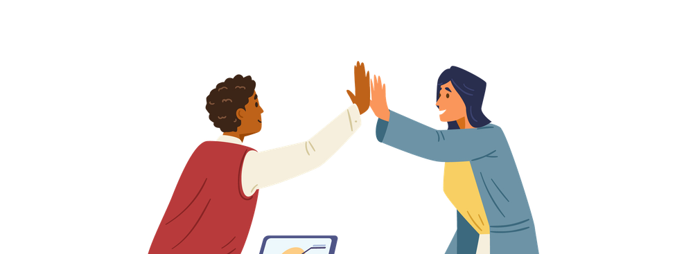 graphic of two employees high fiving