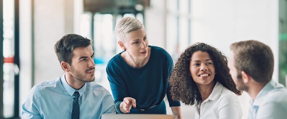 Diverse team having a conversation